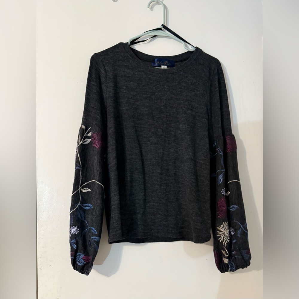Blue Rain Charcoal Knit Top